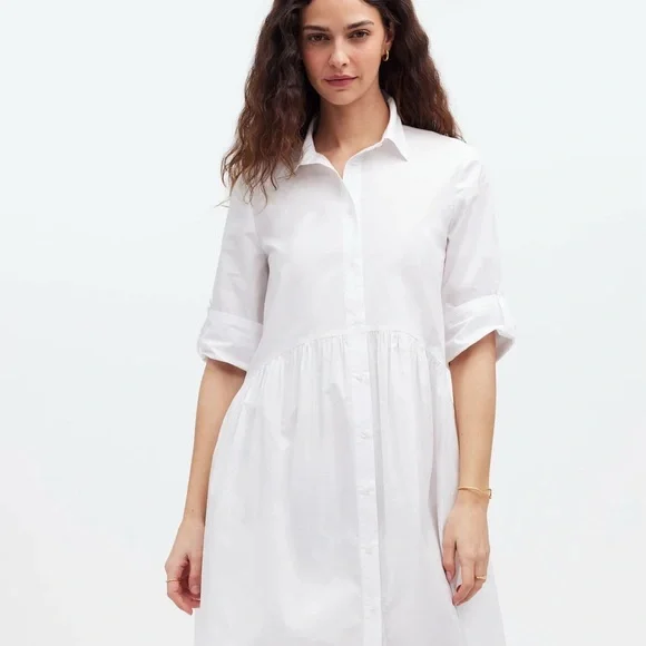 NWT Madewell Button-Front Mini Shirtdress in Poplin Women's Regular XXS Resort - Picture 3 of 11